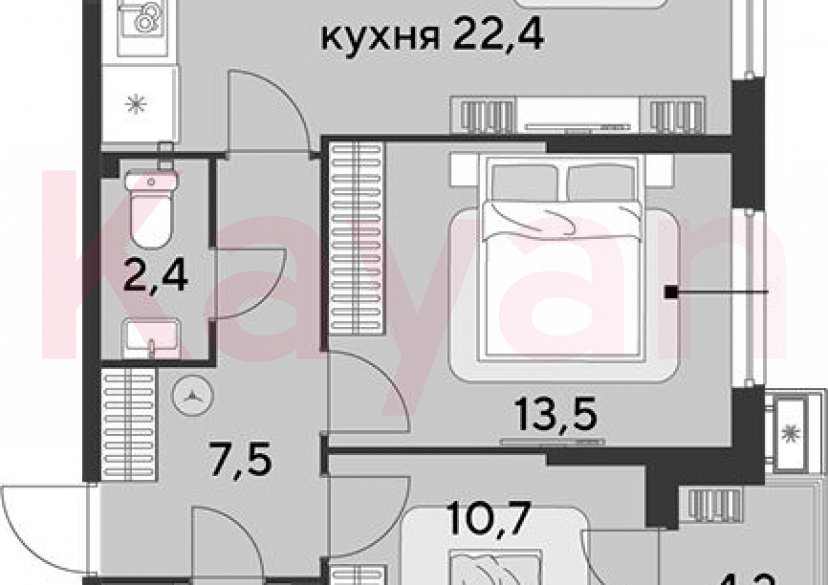 Продажа 3-комн. квартиры, 60.8 кв.м фото 0