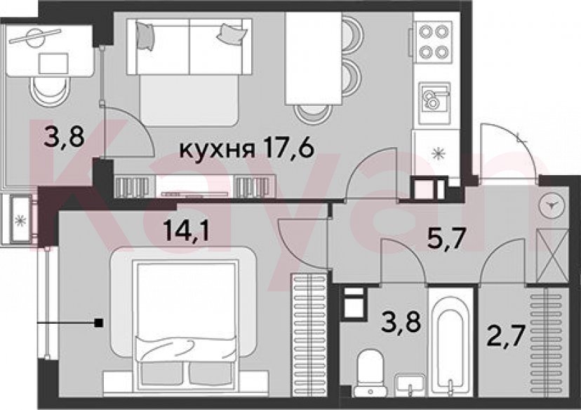 Продажа 2-комн. квартиры, 43.9 кв.м фото 0