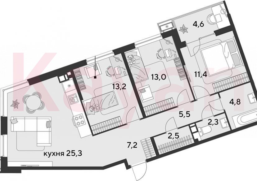 Продажа 4-комн. квартиры, 85.2 кв.м фото 0