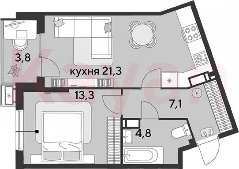 Продажа 2-комн. квартиры, 46.5 кв.м фото 0