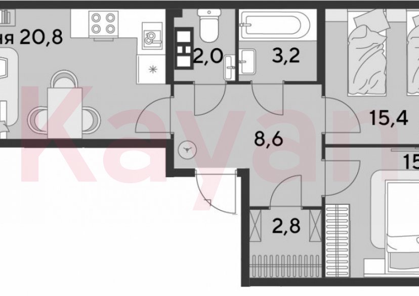 Продажа 3-комн. квартиры, 67.8 кв.м фото 0