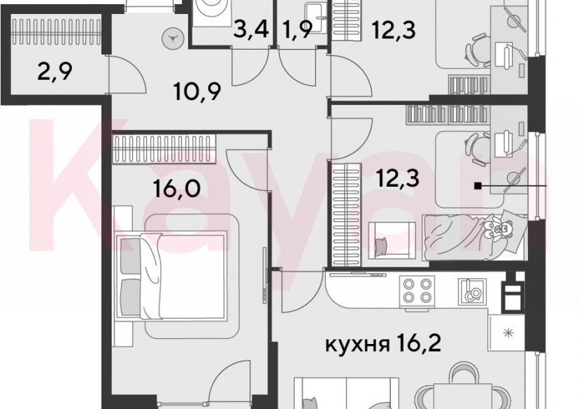 Продажа 4-комн. квартиры, 75.9 кв.м фото 0