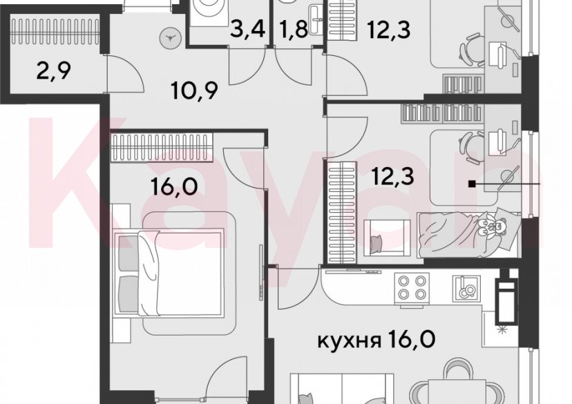 Продажа 4-комн. квартиры, 75.6 кв.м фото 0