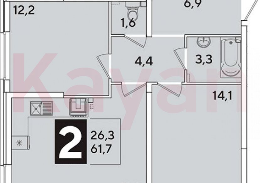 Продажа 3-комн. квартиры, 61.7 кв.м фото 0