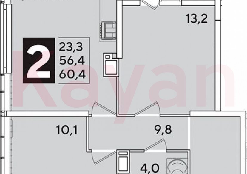 Продажа 3-комн. квартиры, 56.4 кв.м фото 0