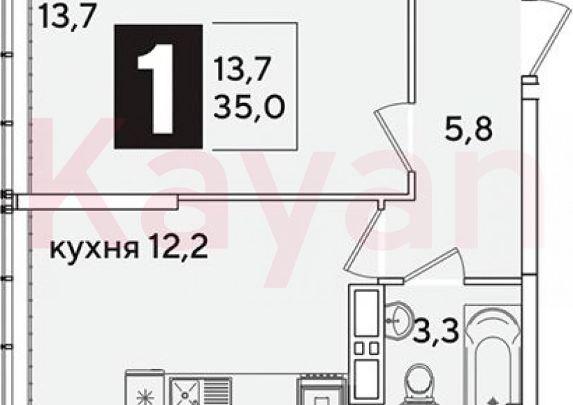 Продажа 1-комн. квартиры, 35 кв.м фото 0