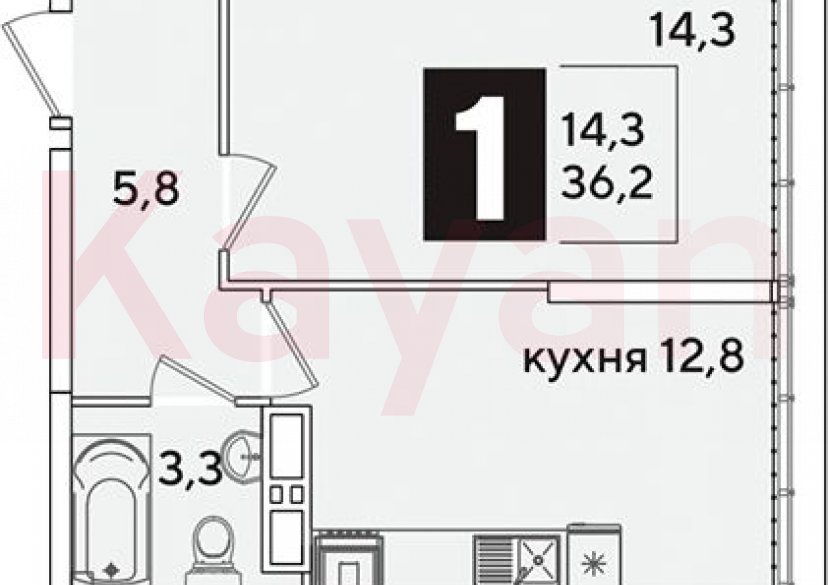 Продажа 1-комн. квартиры, 36.2 кв.м фото 0