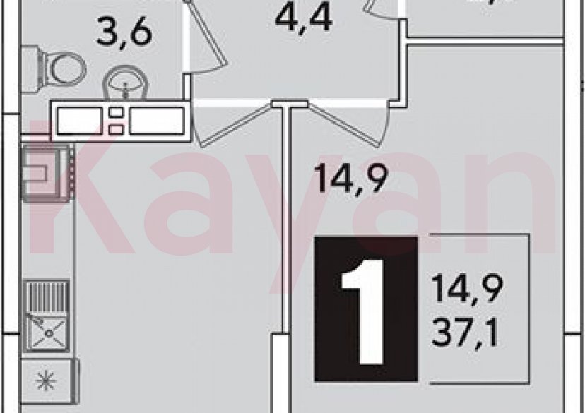 Продажа 1-комн. квартиры, 37.1 кв.м фото 0