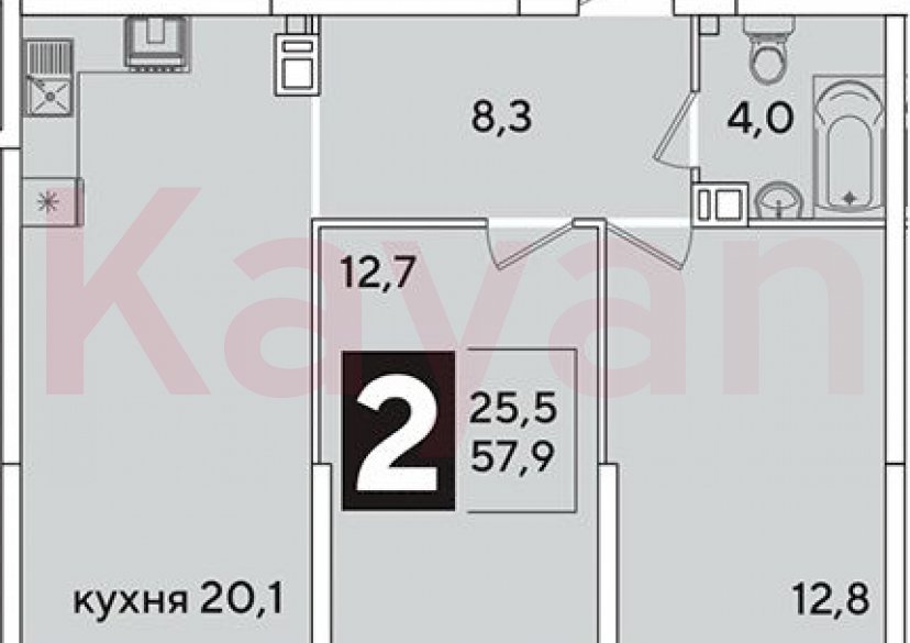 Продажа 3-комн. квартиры, 57.9 кв.м фото 0