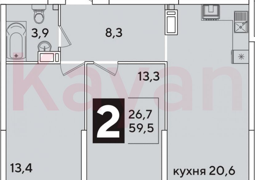 Продажа 3-комн. квартиры, 59.5 кв.м фото 0