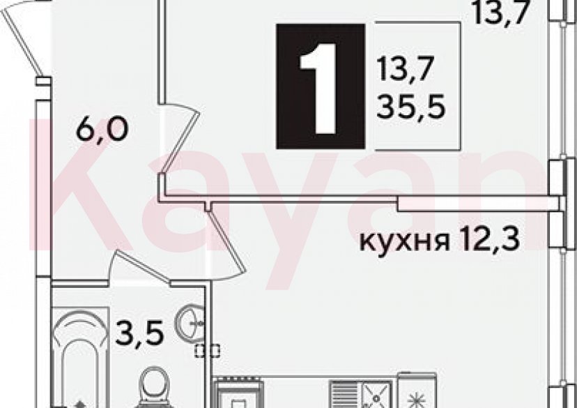 Продажа 1-комн. квартиры, 35.5 кв.м фото 0