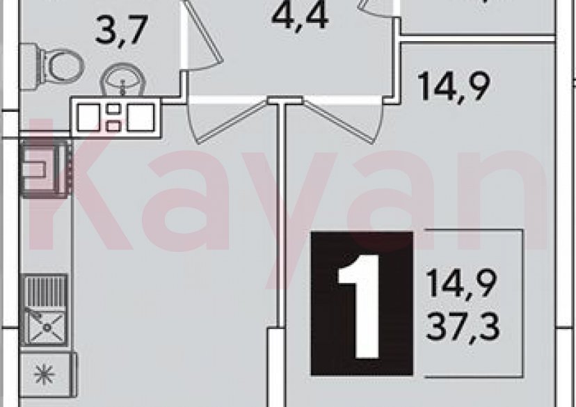 Продажа 1-комн. квартиры, 37.3 кв.м фото 0