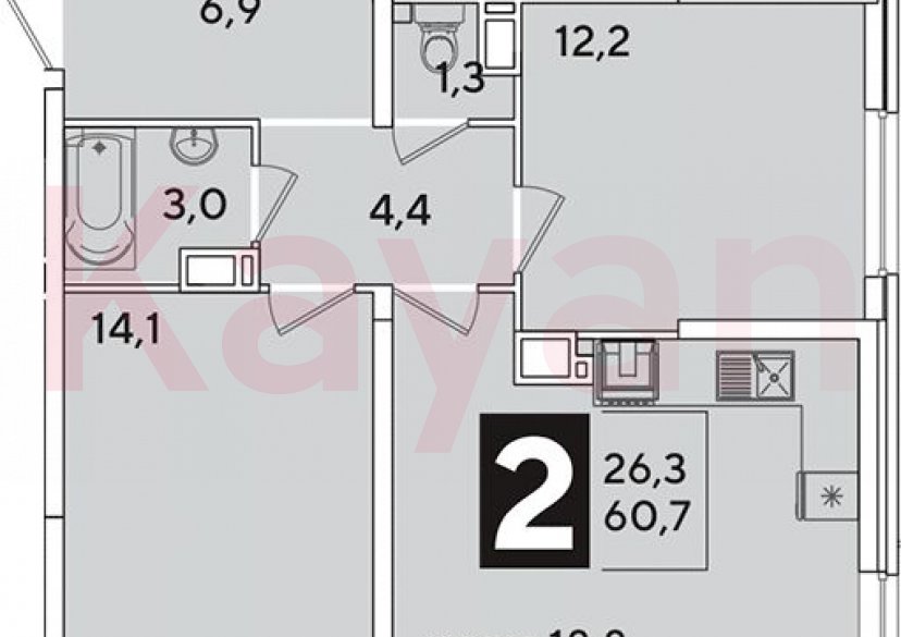 Продажа 3-комн. квартиры, 60.7 кв.м фото 0