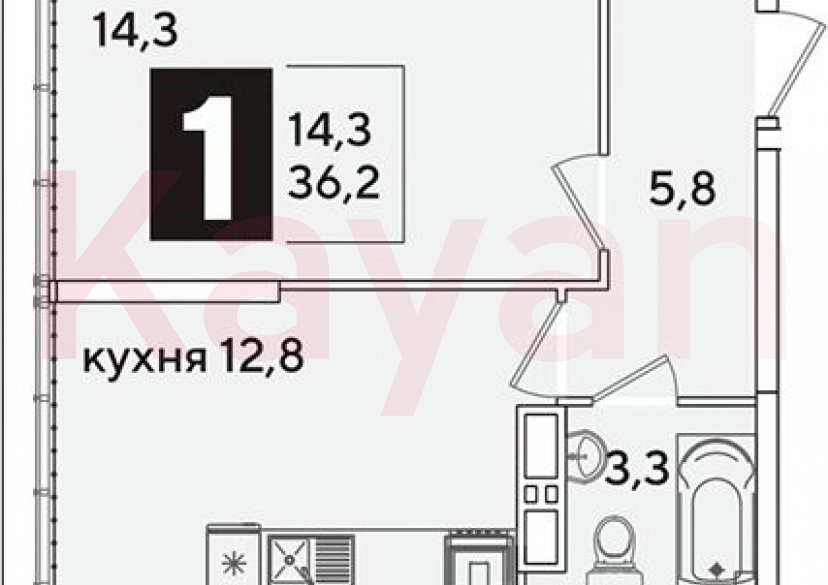 Продажа 1-комн. квартиры, 36.2 кв.м фото 0