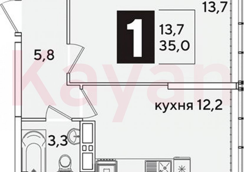 Продажа 1-комн. квартиры, 35 кв.м фото 0