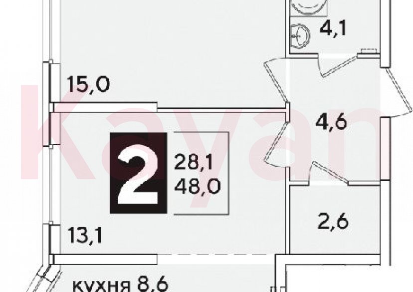 Продажа 2-комн. квартиры, 48 кв.м фото 0