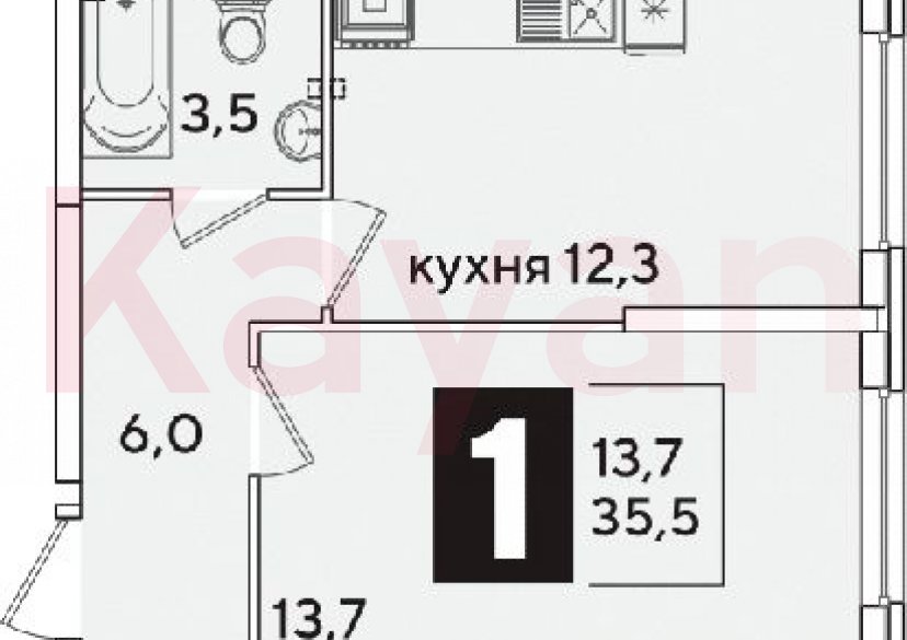 Продажа 1-комн. квартиры, 35.5 кв.м фото 0