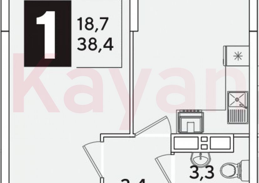 Продажа 1-комн. квартиры, 38.4 кв.м фото 0