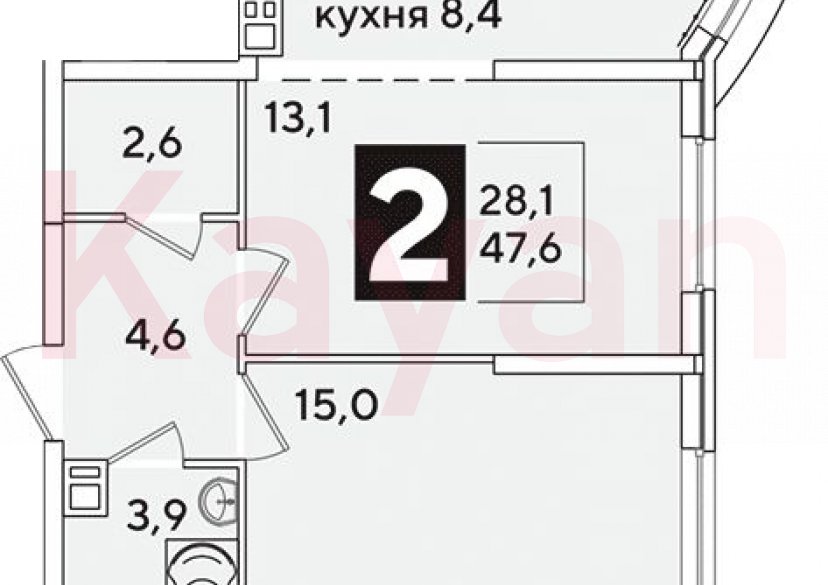 Продажа 2-комн. квартиры, 47.6 кв.м фото 0