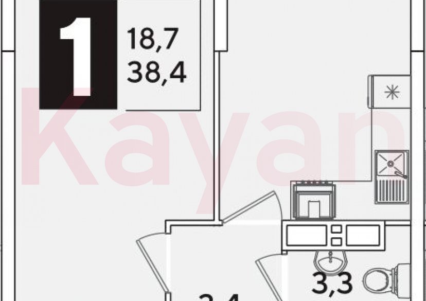 Продажа 1-комн. квартиры, 38.4 кв.м фото 0