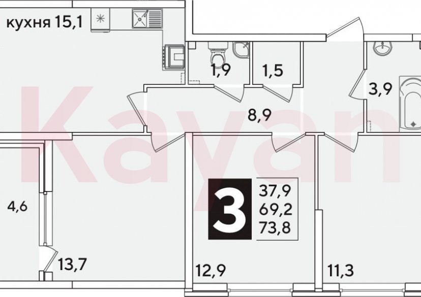 Продажа 4-комн. квартиры, 69.2 кв.м фото 0