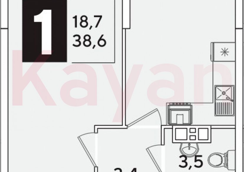 Продажа 1-комн. квартиры, 38.6 кв.м фото 0