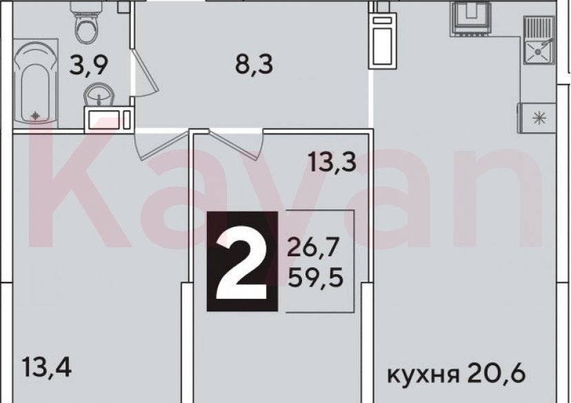 Продажа 3-комн. квартиры, 59.5 кв.м фото 0