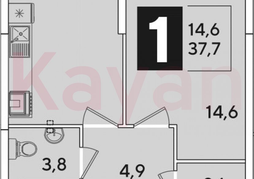 Продажа 1-комн. квартиры, 37.7 кв.м фото 0