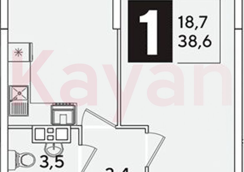 Продажа 1-комн. квартиры, 38.6 кв.м фото 0