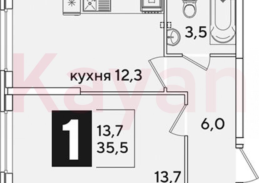 Продажа 1-комн. квартиры, 35.5 кв.м фото 0