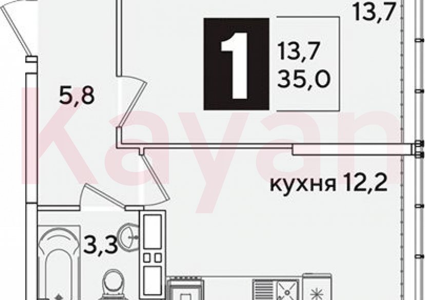 Продажа 1-комн. квартиры, 35 кв.м фото 0