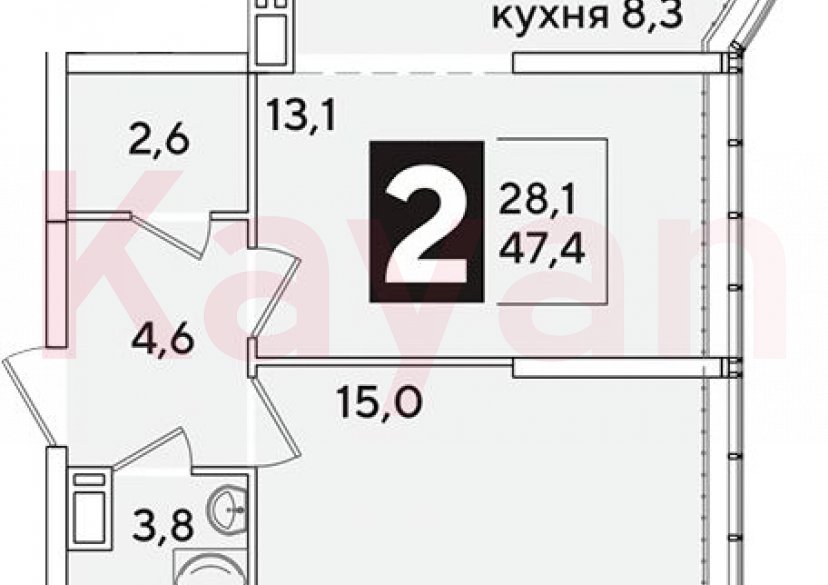 Продажа 2-комн. квартиры, 47.4 кв.м фото 0