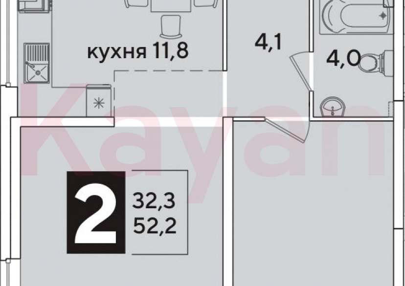 Продажа 2-комн. квартиры, 52.2 кв.м фото 0