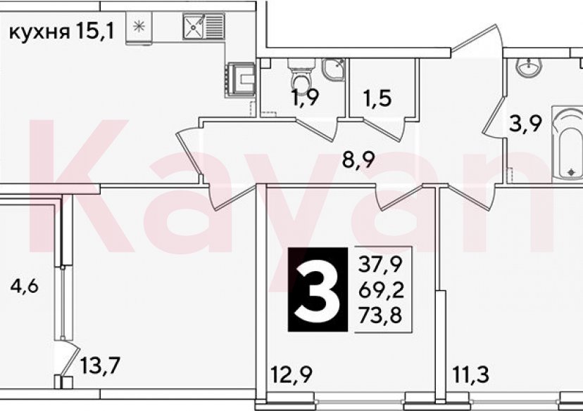 Продажа 4-комн. квартиры, 69.2 кв.м фото 0