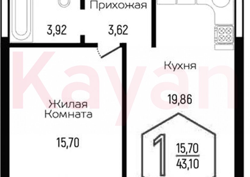 Продажа 2-комн. квартиры, 43.1 кв.м фото 0