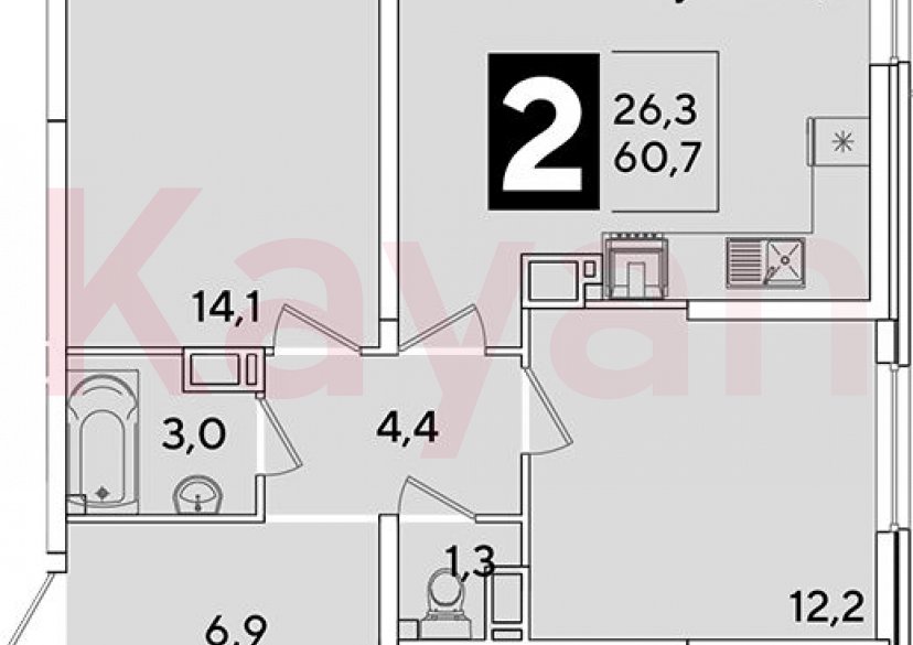 Продажа 3-комн. квартиры, 60.7 кв.м фото 0