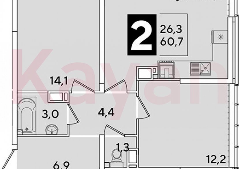 Продажа 3-комн. квартиры, 60.7 кв.м фото 0