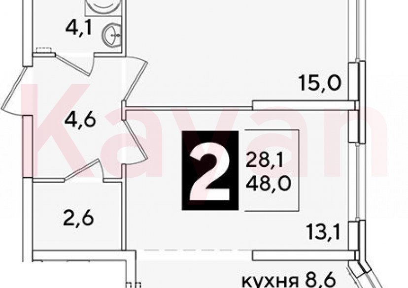 Продажа 2-комн. квартиры, 48 кв.м фото 0