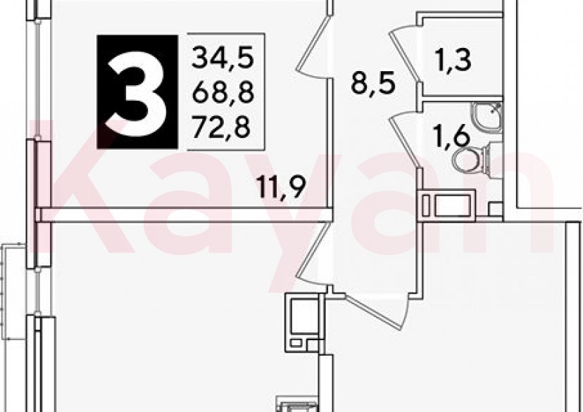 Продажа 4-комн. квартиры, 68.8 кв.м фото 0