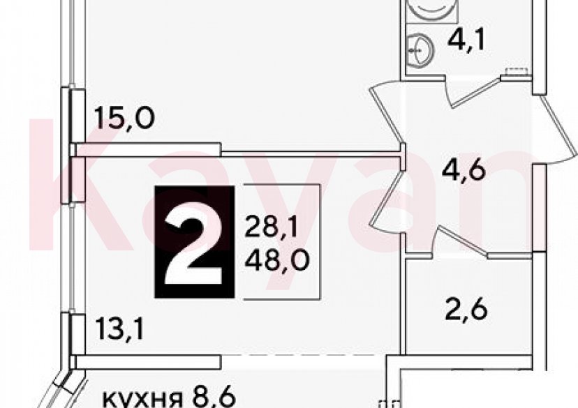 Продажа 2-комн. квартиры, 48 кв.м фото 0