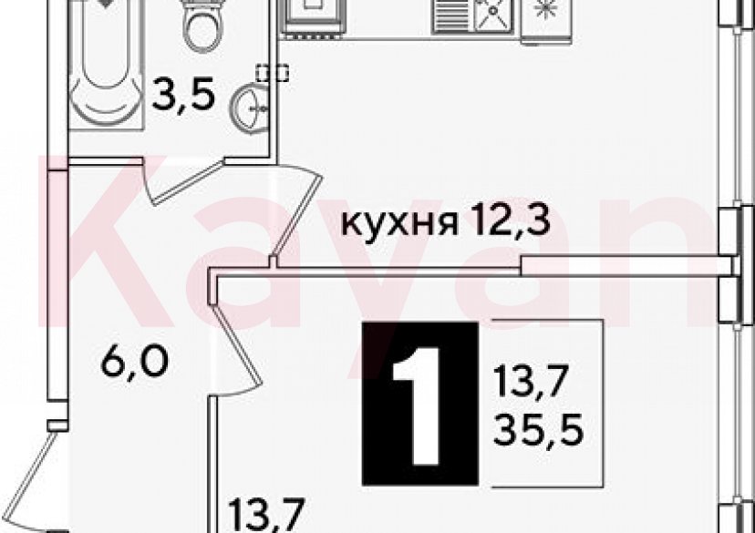 Продажа 1-комн. квартиры, 35.5 кв.м фото 0