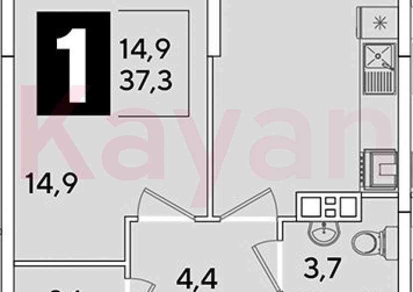 Продажа 1-комн. квартиры, 37.3 кв.м фото 0