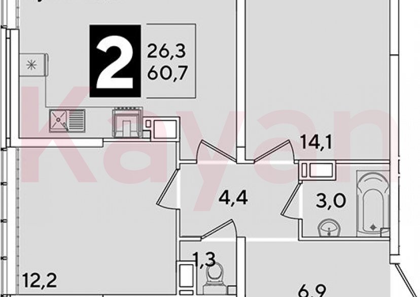 Продажа 3-комн. квартиры, 60.7 кв.м фото 0