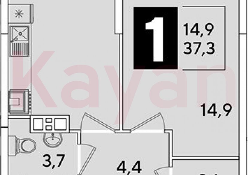 Продажа 1-комн. квартиры, 37.3 кв.м фото 0