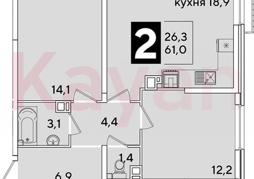 Продажа 3-комн. квартиры, 61 кв.м фото 0