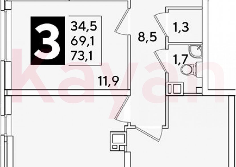 Продажа 4-комн. квартиры, 69.1 кв.м фото 0