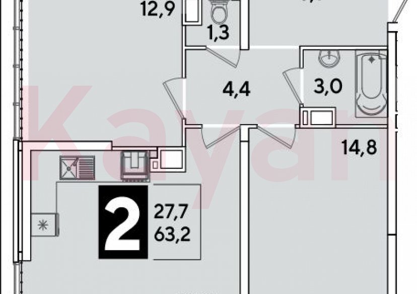 Продажа 3-комн. квартиры, 63.2 кв.м фото 0