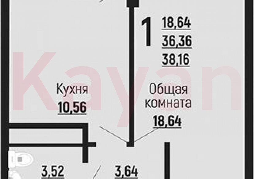 Продажа 1-комн. квартиры, 36.36 кв.м фото 0