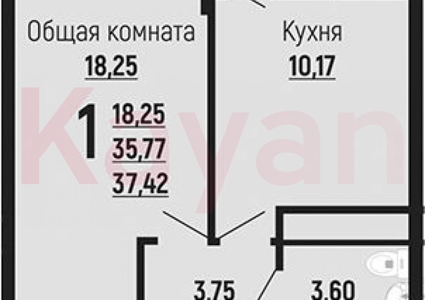 Продажа 1-комн. квартиры, 35.77 кв.м фото 0