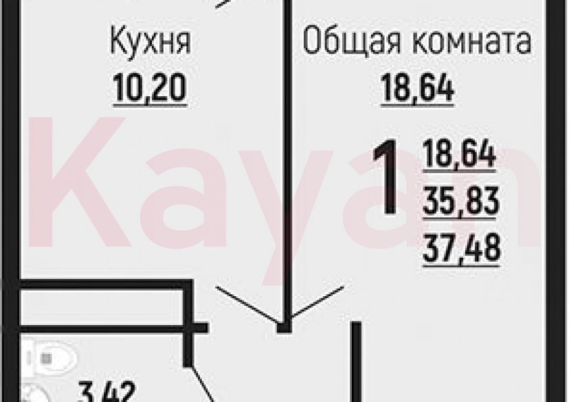 Продажа 1-комн. квартиры, 35.83 кв.м фото 0